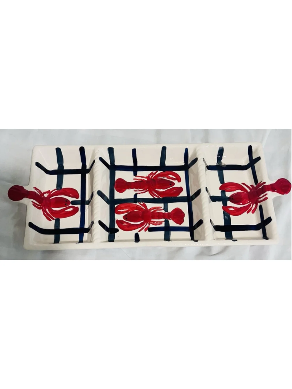 Lobster A Go-Go Divided Platter Tray Sweet Olive Designs Lisa Levy Coastal